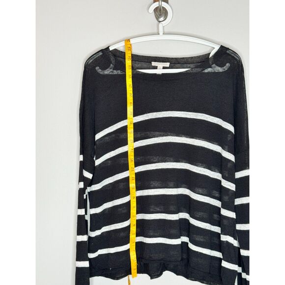 Eileen Fisher Sheer Linen Nautical Stripe Boxy Sheer Vacation Top Black White XL - Picture 4 of 7